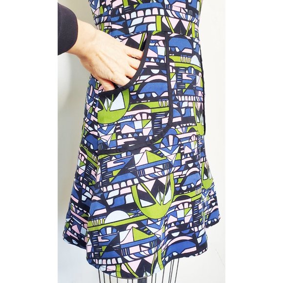 NOOWORKS Womens Skyway Print Cotton Stretch Dress M - Picture 12 of 13